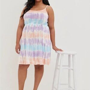 Torrid Tie Dye Jersey Knit Super Soft Challis Dress‎ 2X Bohemian Summer Vacation